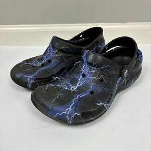 Crocs Bistro Lightning Bolt Slip-On Shoes Mens 8 Black Blue‎ Non Slip Comfy